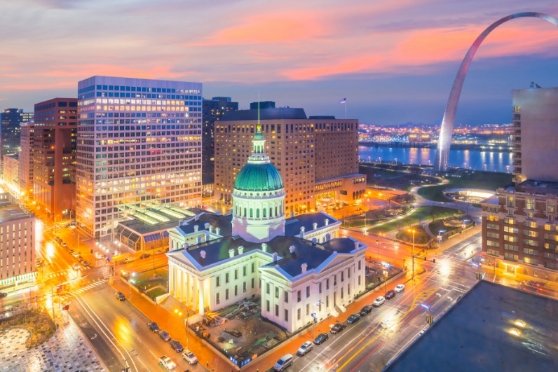 St Louis Missouri aerial view.